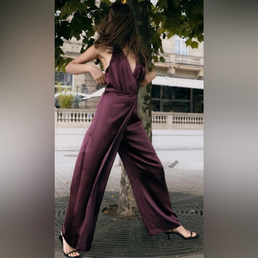 Zara satin wrap Jumpsuit